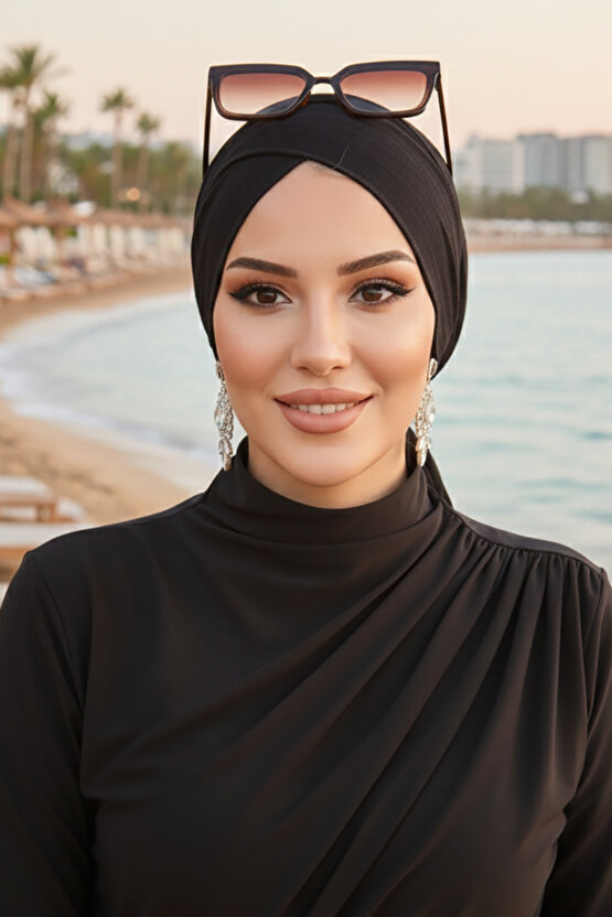 Siyah Çapraz Deniz - Havuz Bonesi