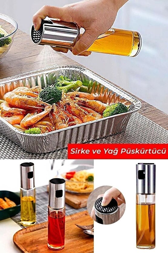 Sprey Yağdanlık ve Sirkelik Şişesi 100 Ml. Airfryer İçin Sprey Yağ Püskürtücü