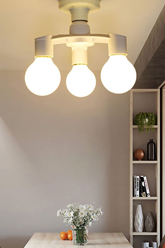E27 3Lü Duy Çoğaltıcı - Lamba Duy Çoklayıcı - E 27 3 In 1 Ampul Duy Çoğaltma Studio Lamp