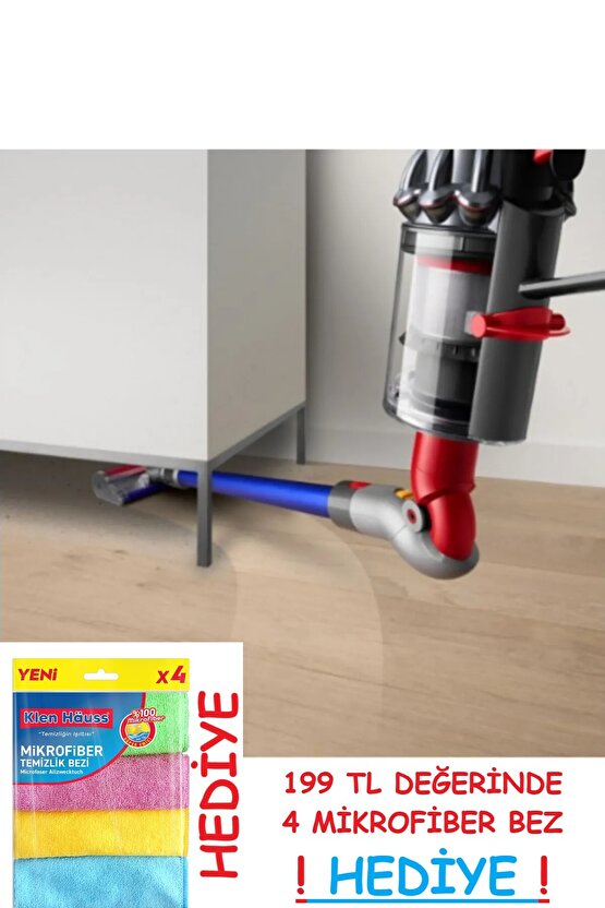 Dyson Mobilya Altı Adaptörü V15-V16 Uyumlu Esnek 90° Başlık + HEDİYE 4lü Mikrofiber Bez