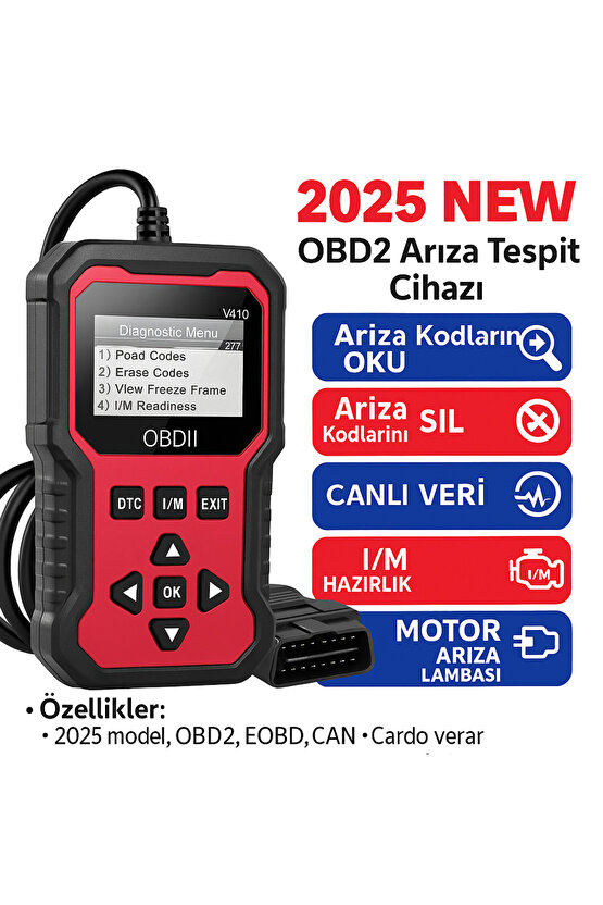 Arıza Tespit Cihazı OBD2 Araba Motor Hata Kodu Silme Tüm Araçlara Motor Lamba Söndürme Yeni Sürüm