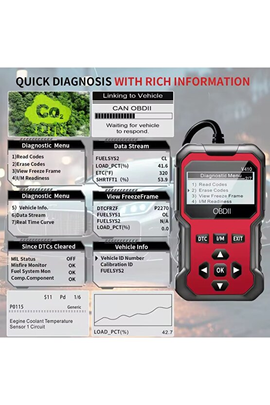 Arıza Tespit Cihazı OBD2 Araba Motor Hata Kodu Silme Tüm Araçlara Motor Lamba Söndürme Yeni Sürüm