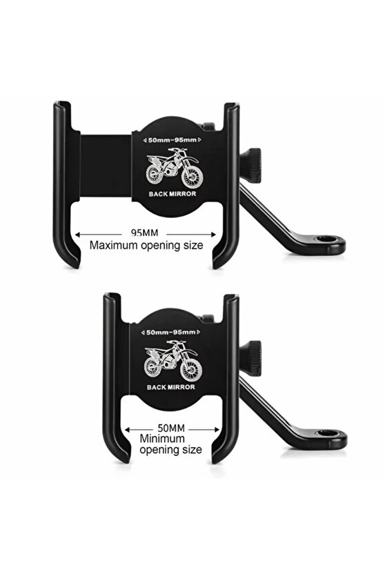 Dikiz Ayna Bağlantılı Metal Motosiklet ve Bisiklet Telefon Tutucu Dayanıklı ve Güvenli