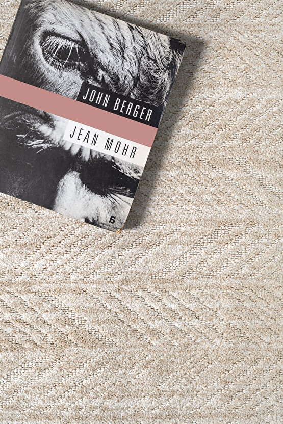 Yalın Modern Dokuma Halı Kaymaz Tabanlı Yıkanabilir Salon ve Oturma Odası Halısı 5577 Bej