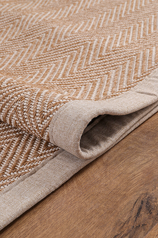 0408-Bej Kumaş Bordür Sisal Halı Kilim Hav Toz Vermez Kolay Temizlenen Hasır Kilim
