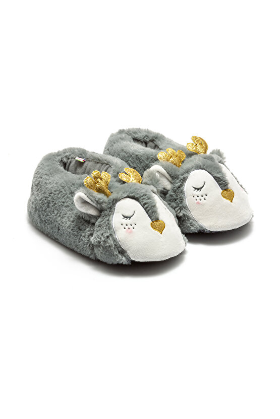 Sili Kadın Hayvanlı Panduf Gri 3641