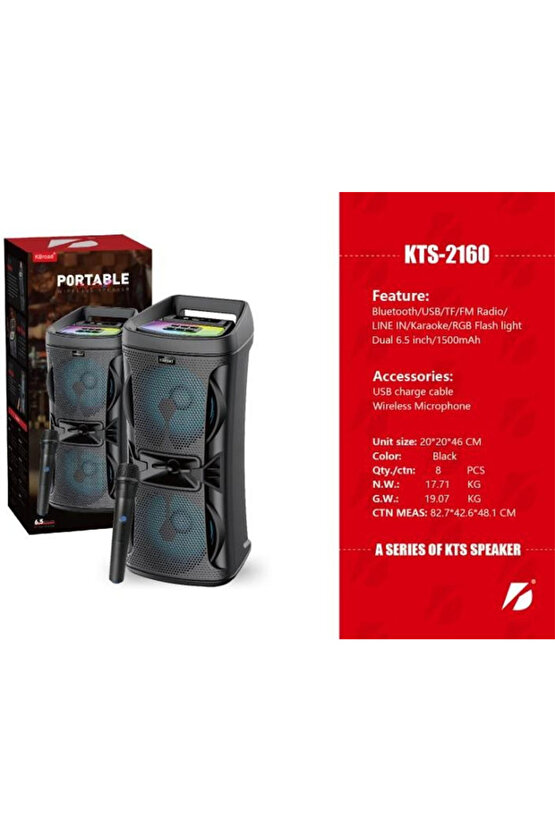 BÜYÜK BOY KABLOSUZ MİKROFONLU ŞARJLI HOPARLÖR LED IŞIKLI TAŞINABİLİR BLUETOOTH SPEAKER