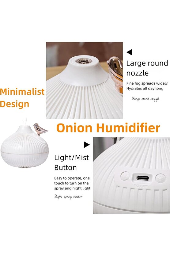 ODA HAVA NEMLENDİRİCİ HUMUDİFİER 3 MOD LED IŞIKLI BUHAR MAKİNESİ 300ML AROMA DİFİZÖR