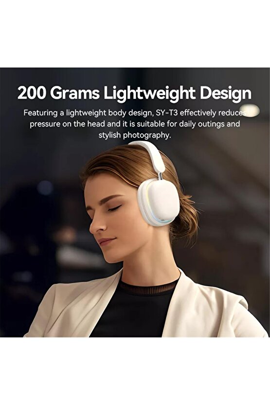 BLUETOOTH 5.3 KULAKLIK RGB LED IŞIKLI ÇIKARILABİLİR MİKROFONLU OYUN MÜZİK FİLM İÇİN ŞARJLI KULAKLIK