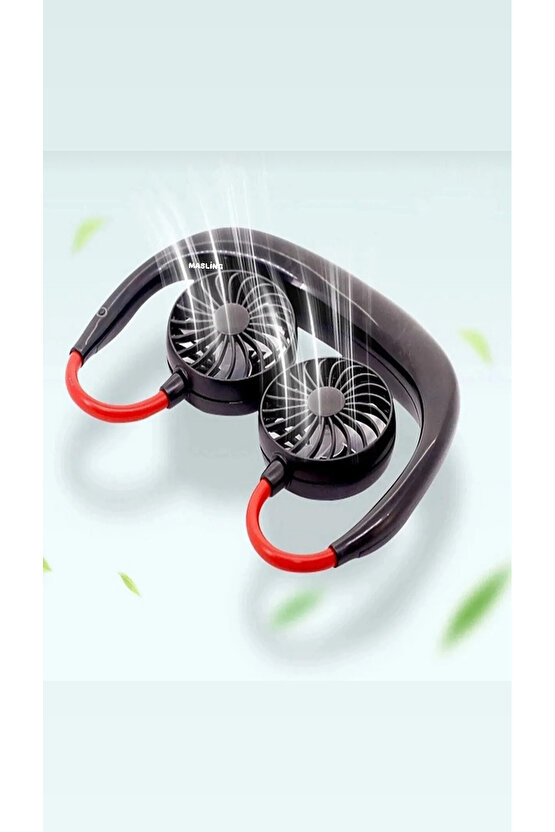 Giyilebilir Kablosuz Şarjlı Taşınabilir Mini Fan Vantilatör Siyah
