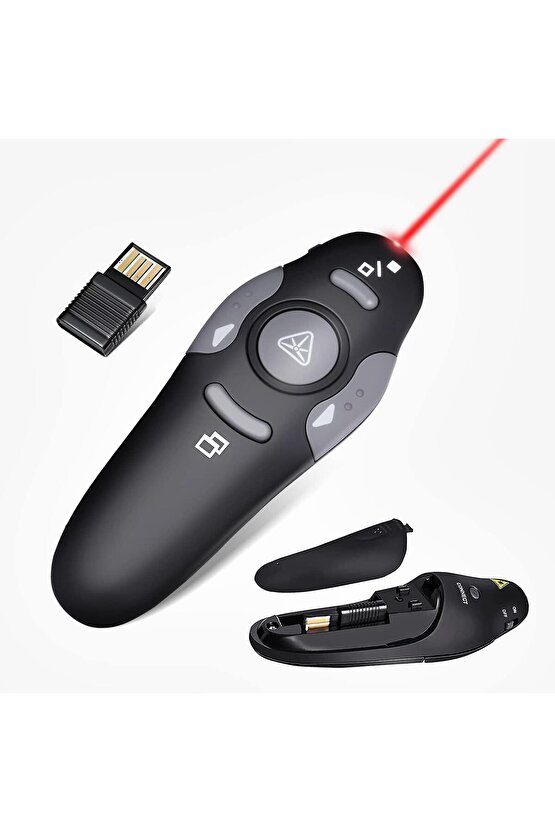 Kablosuz Sunucu PPT Kontrol Cihazı Sunum Uzaktan Kumanda Lazer İşaretçi USB Fare Tıklayıcı