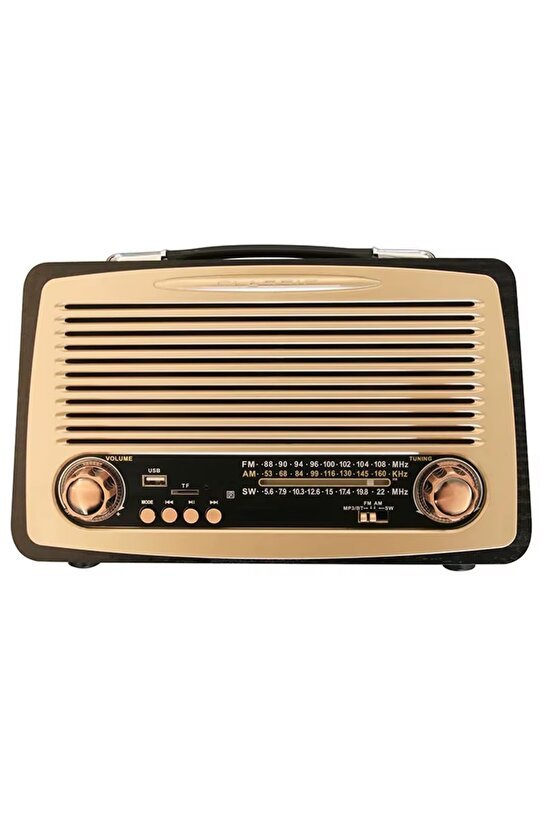NOSTALJİK RADYO BLUETOOTH SPEAKER ŞARJLI SD KART USB GİRİŞLİ MP3 ÇALAR KABLOSUZ HOPARLÖR