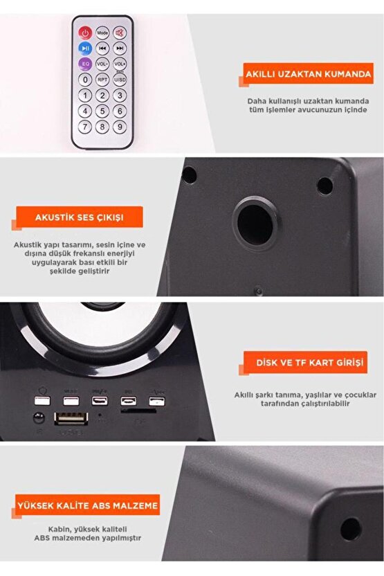 Bluetooth Hoparlör 3.5mm Jack Kablolu Bilgisayar Hoparlörü D23 Siyah