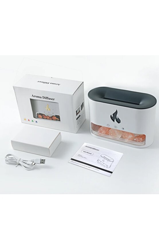 3d Alevli Oda Hava Nemlendirici Himalaya Tuzlu Aroma Difizör 250 ml Ultrasonik Koku Cihazı