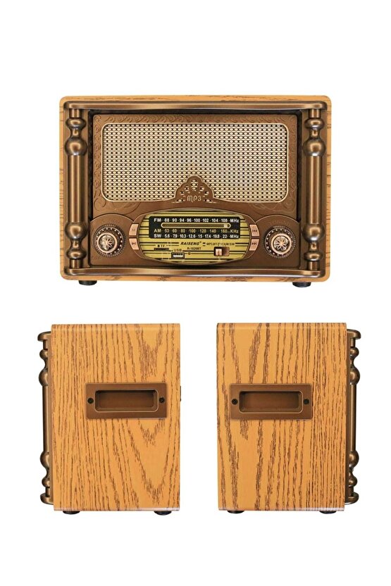 Büyük Boy Nostaljik Radyo Bluetooth Sd Kart Usb Girişli Kablosuz Hoparlör