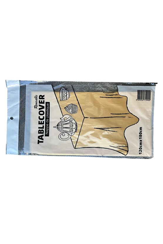 Plastik Naylon Su Geçirmez Parti Piknik Renkli Masa Örtüsü - 120x180 Cm. - Altın - 1 Adet