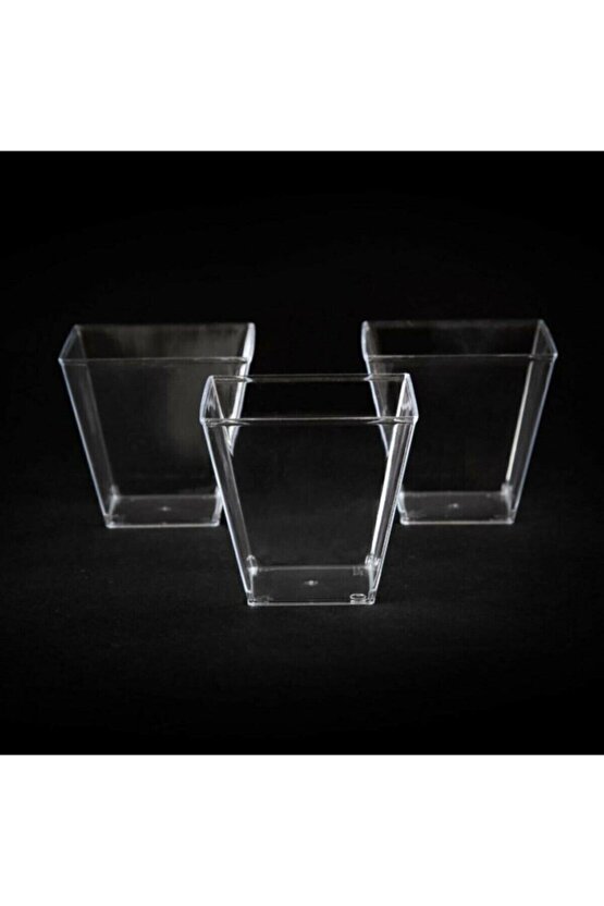 Şeffaf Kristal Mika Ekstra Sert Plastik Prizma Kübik Kase 200 Cc 20 adet