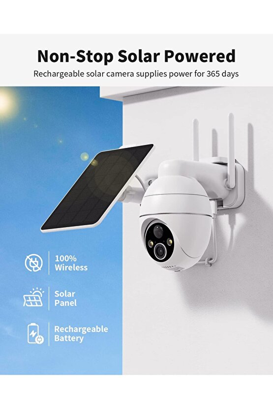 Güneşe Enerjili, Kaliteli Solar Dış Mekan Akıllı Kamera, Arıcı, Çiftçi, Çoban Kamerası, Full HD 3 MP