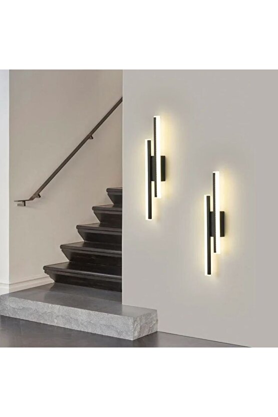 2 Adet Elektrikle Çalışır, 12 Watt , 3000 Kelvin Gün Işığı Led Aplik, İç Merkan Led Duvar Armatürü