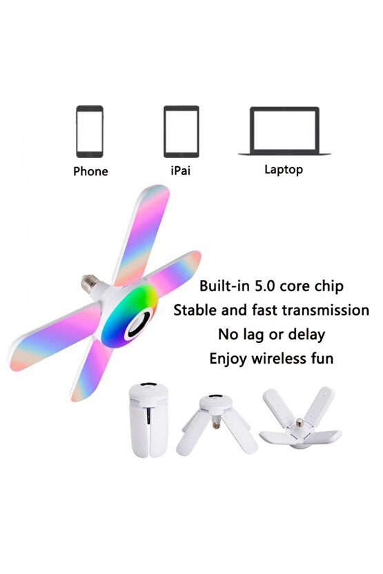 36 Watt, Bluetooth Müzik Çalar, RGB Çok Renkli, Kumandalı Led Ampul, Genç Odası Ampulü, Disko Ampul