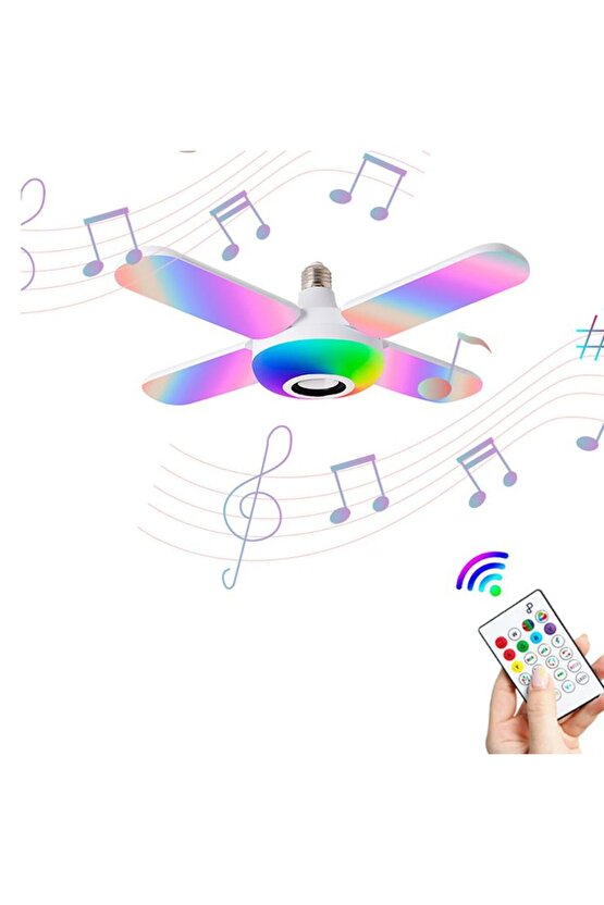 36 Watt, Bluetooth Müzik Çalar, RGB Çok Renkli, Kumandalı Led Ampul, Genç Odası Ampulü, Disko Ampul