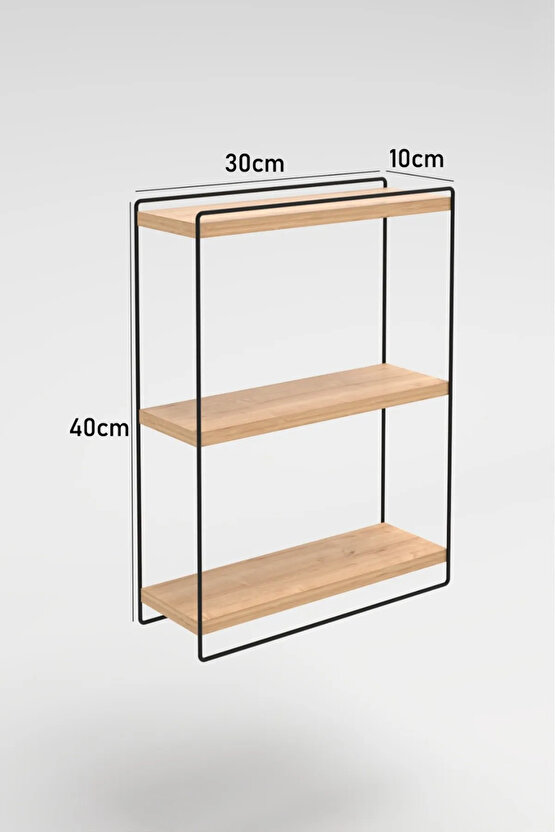 2 Adet Dekoratif Mini Duvar Rafı, Tezgah Üstü Raf, Obje, Baharat, Kaktüs Rafı 2li Ahşap - Metal Raf