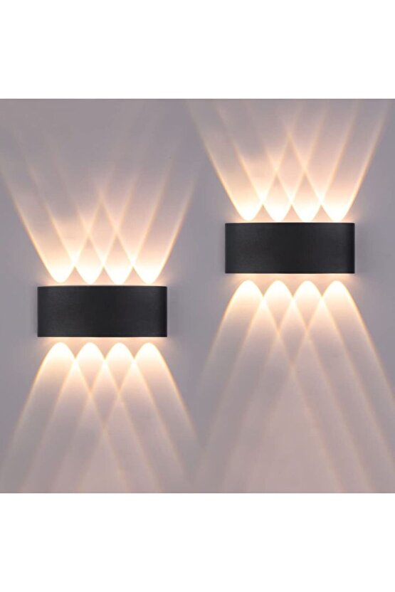 2 Adet 15 Watt, Amber Işık Ledli Çok Kaliteli İç ve Dış Mekan Aydınlatma Armatürü Bahçe Duvar Apliği