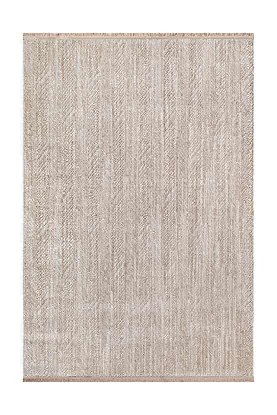 Yalın Modern Dokuma Halı Kaymaz Tabanlı Yıkanabilir Salon ve Oturma Odası Halısı 5577 Bej