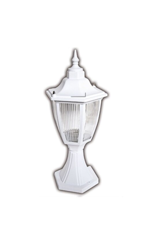 232LAMP Altıgen Set Üstü Fener Bahçe Aydınlatma Armatürü Beyaz
