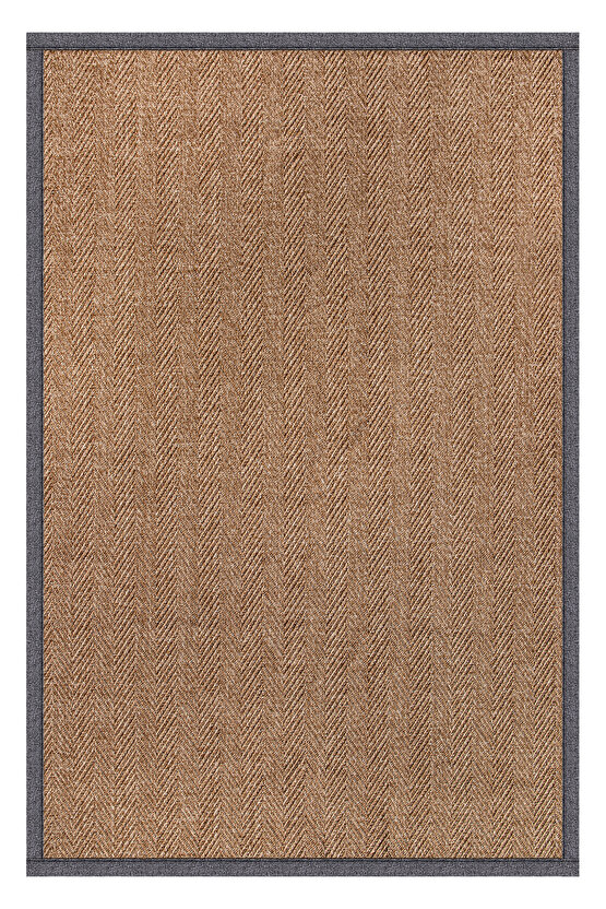0503-Gri Kumaş Bordür Sisal Halı Kilim Hav Toz Vermez Kolay Temizlenen Hasır Kilim