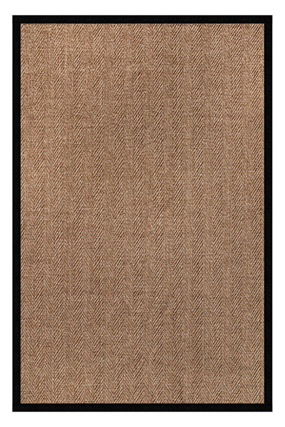 0503-Siyah Kumaş Bordür Sisal Halı Kilim Hav Toz Vermez Kolay Temizlenen Hasır Kilim