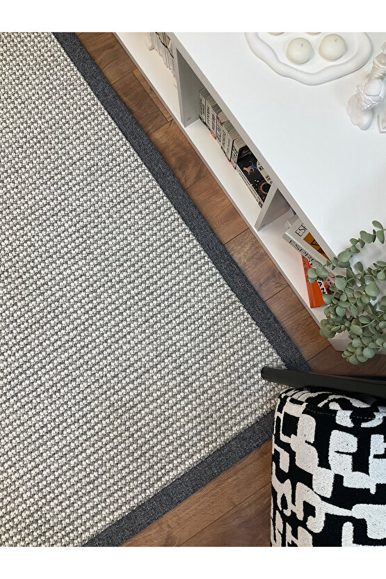 Macro Kumaş Bordür Gri Bukle Gri Bordür Halı Salon Koridor Mutfak Halısı Kilim S268