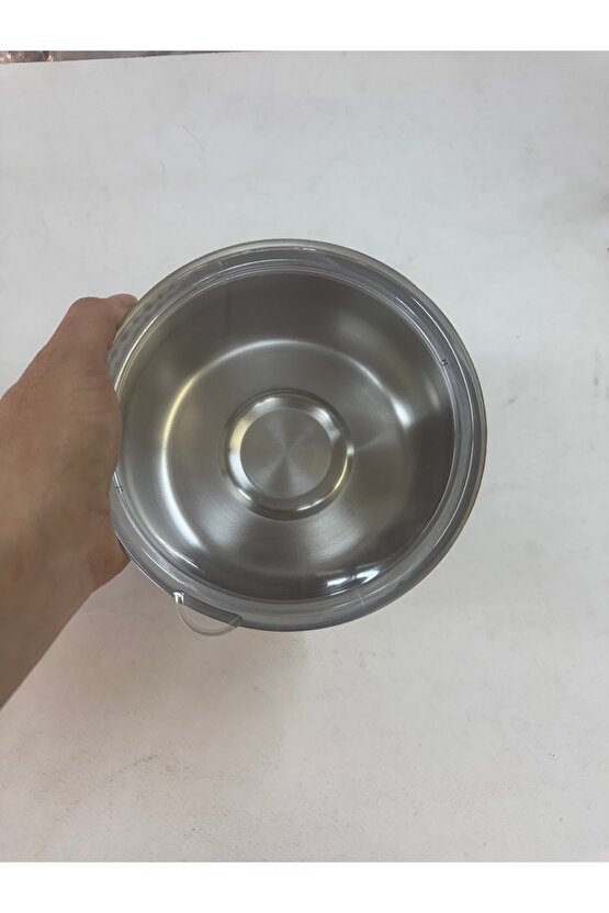 Paslanmaz Çelik Saklama Kabı Mika Kapaklı 16 Cm