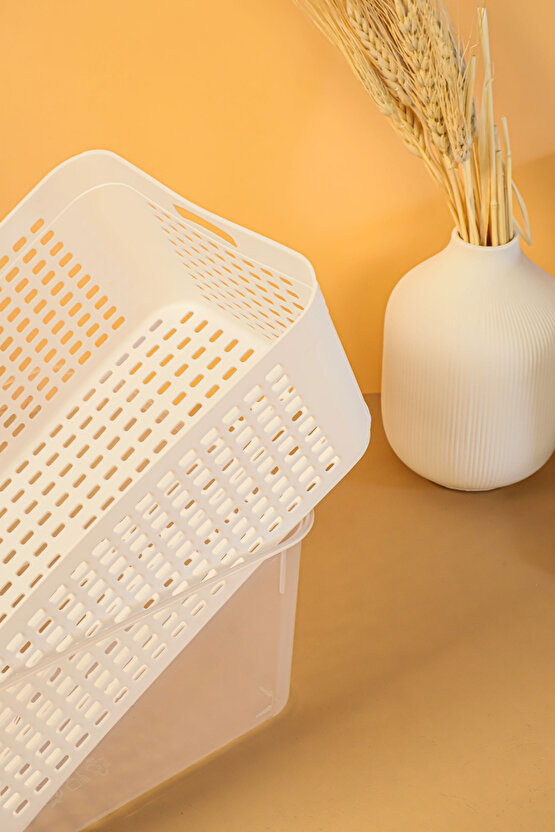 Süzgeçli Buzdolabı ve Mutfak Organizeri Sebze & Meyve Saklama Kabı (Şeffaf) 2 Adet 5 LT