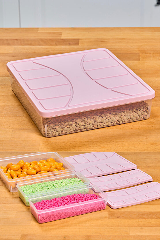 3 Adet 6 Parça Mikrodalga ve Difrize Uygun Saklama Kabı 1x3000 ml 2x1100 ml Fresh Box