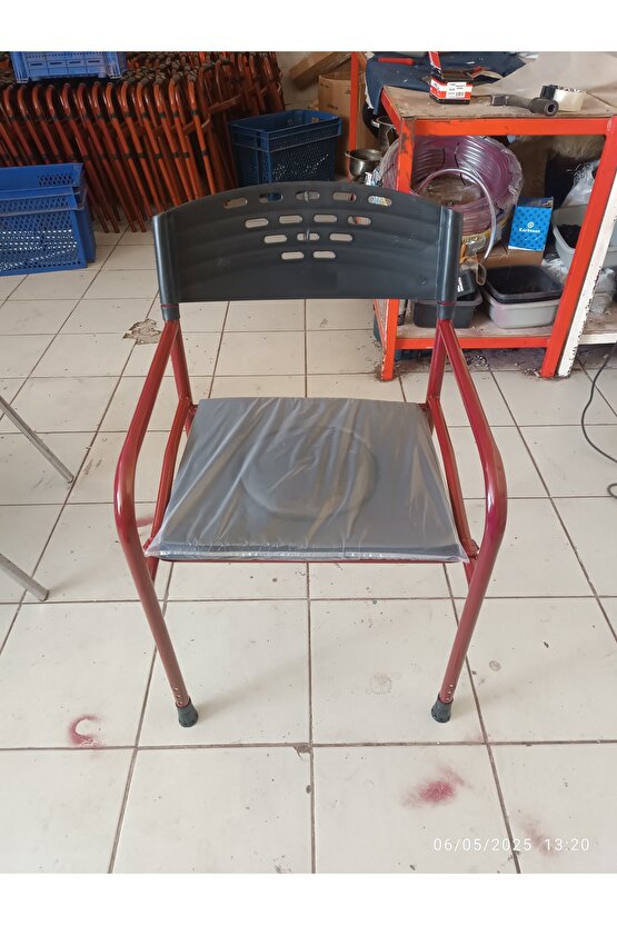 Deri Döşemeli Hasta Tuvaleti Klozeti Sandalyesi Seyyar Yaşlı Katlanabilir Engelli Tuvaleti