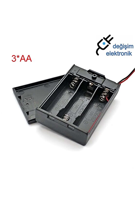 Aa Üçlü Kalem Pil Kutusu Kapaklı 2 Adet