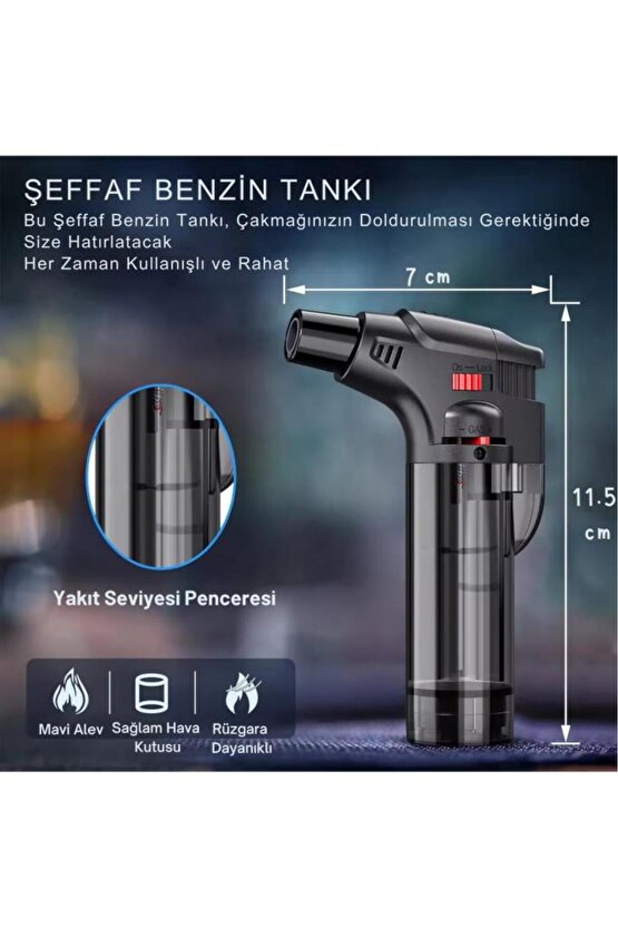 Mini Pürmüz Çakmak Doldurulabilir Depolu Çakmak Alev Ayarlı 1300 Derece