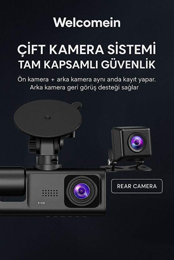 1296P Ultra HD Araç İçi Kamera Gece Görüşlü • G-Sensör • Döngüsel Kayıt • Park Modu • Geniş Açı Lens