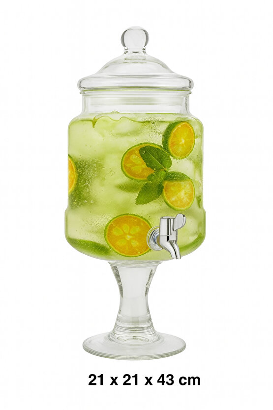 5.5 Litre Ayaklı Cam Sebil – Musluklu İçecek Dispenseri | Limonata, Detoks, Aromalı Su Sunumluk