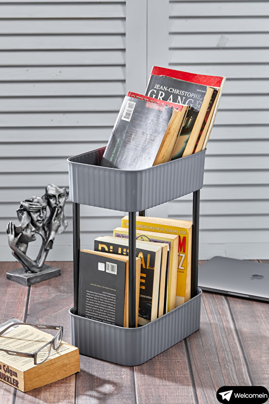 Easy 2 Katlı Çok Amaçlı Raf Kitaplık Organizer Düzenleyici (tekerleksiz) 39.5 Cm Çift Katlı Şık