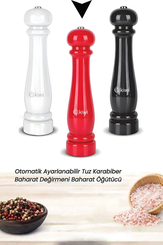 Pilli Seramik Otomatik Ayarlanabilir Tuz Karabiber Değirmeni Kuru Baharat Öğütücü (HEDİYELİK)