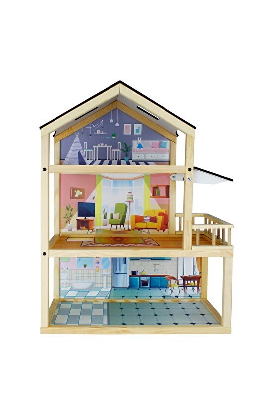 Doğal Ahşap Oyun Evi - Ahşap Tatil Evi - Merdivenli Oyun Evi - Ahşap Ev - Ahşap Oyun Evi