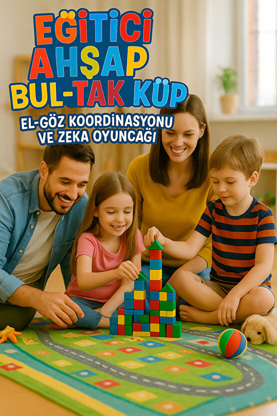 Woodoy 60 Parça Renkli Ahşap Bloklar