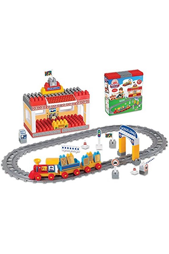 Raylı Tren Seti 65 Parça Yapı Oyuncak Bloks Set