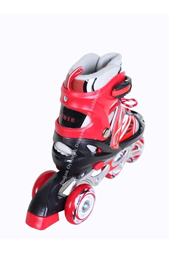 Işıklı Metal Gövdeli Ayarlanabilir Kırmızı Alıştırma Pateni