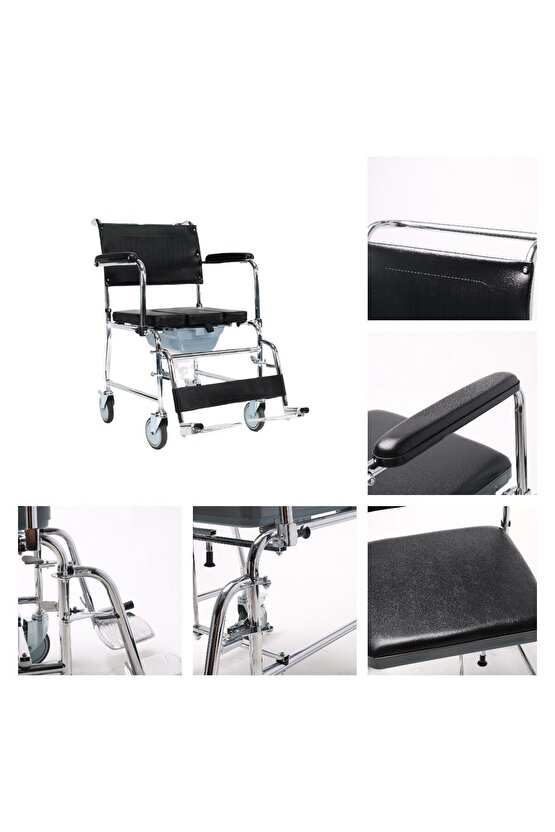 Haspet Klozetli Tekerlekli Sandalye | Tuvaletli Sandalye | Banyo Sandalyesi