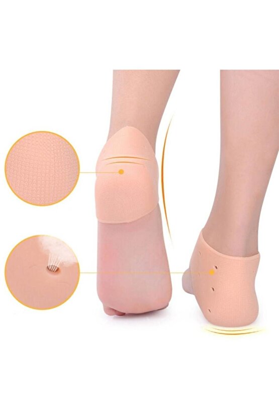 Silikon Esnek Topuk Bakım Çorabı Koruyucu Topuk Gömleği Tabanlık