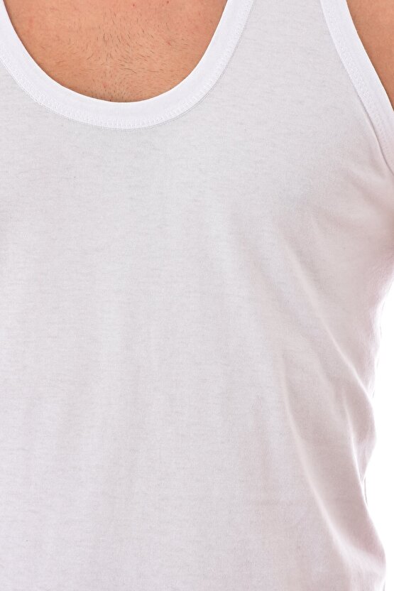 Erkek Beyaz 12 Adet Seher Askılı Penye Atlet  0001