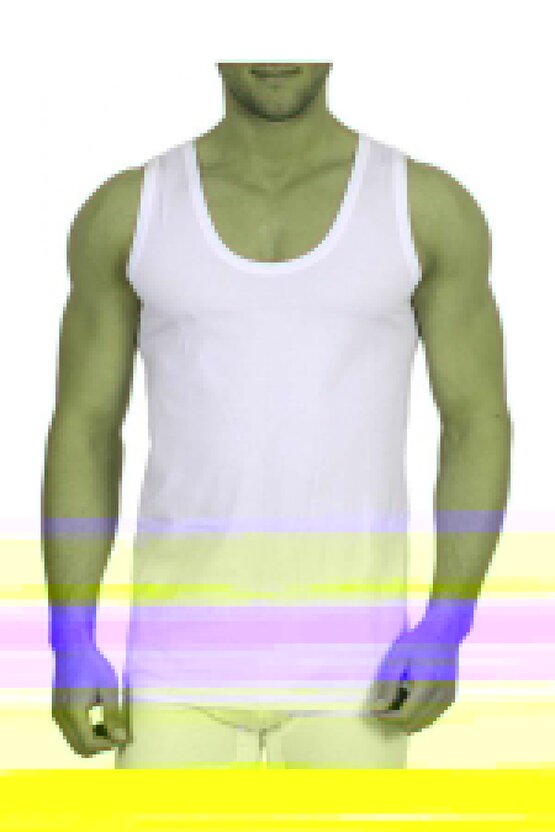 12 Adet Penye Pamuklu Askılı Erkek Atlet Beyaz